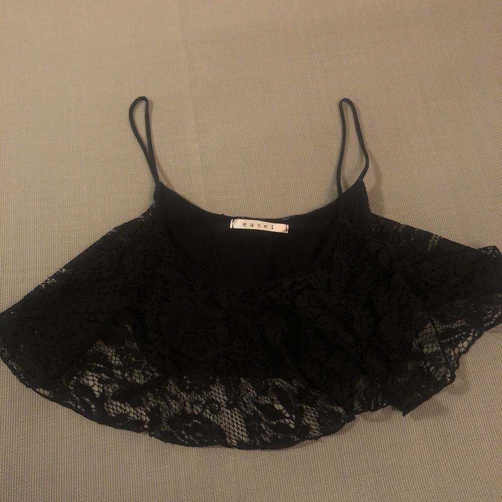 Black lace crop